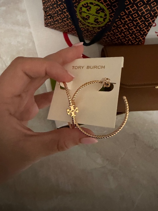 Icon Hoop Earrings: Women Tory Burch textured hoop earrings